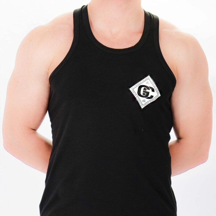 Black GC Gymwear Cotton Lycra Vest with Complimentary GC Gymwear Bag