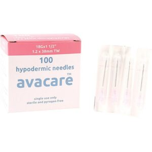 Avacare Hypodermic Needle Pink 18GX38MM x 100 - Click For Wellness